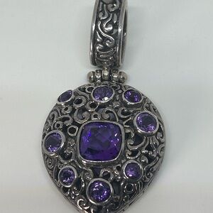 Amethyst Sterling Silver Pendant Multi Stone 925 Purple